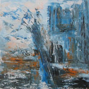 Peinture intitulée "Abstraction en bleu…" par Isabelle Gourcerol, Œuvre d'art originale, Huile