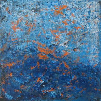 Pittura intitolato "Abstraction en bleu…" da Isabelle Gourcerol, Opera d'arte originale, Olio