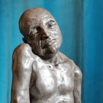 Sculptuur getiteld "Le Sommeil du Bossu" door Isabelle Haas, Origineel Kunstwerk, Terra cotta