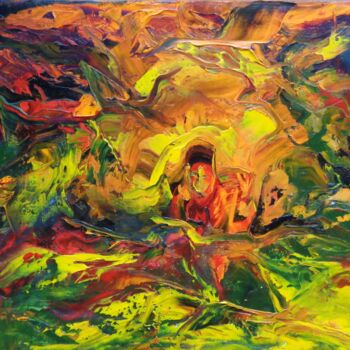 Peinture intitulée "Caverne du dragon" par Isabelle Ilic, Œuvre d'art originale, Huile