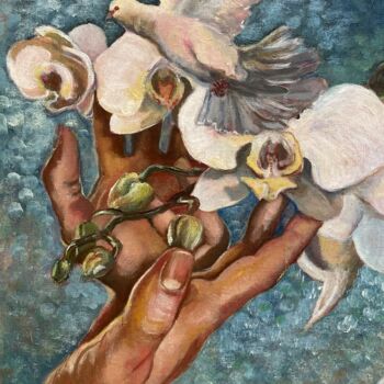 Pintura intitulada "Semillas de paz" por Isabelle Jacq (Gamboena), Obras de arte originais, Óleo