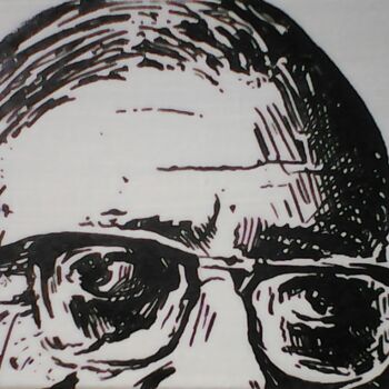 Painting titled "Sartre" by Isabelle Jura, Original Artwork, Pigments