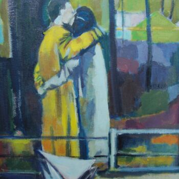 Peinture intitulée "Le baiser aux Tuile…" par Isabelle Klipfel, Œuvre d'art originale