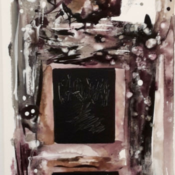 Schilderij getiteld "Thanatos III" door Isabelle Langlois, Origineel Kunstwerk, Acryl Gemonteerd op Frame voor houten branca…