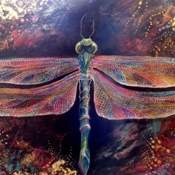 Painting titled "Dragonfly" by Isabelle Le Pors, Original Artwork, Acrylic
