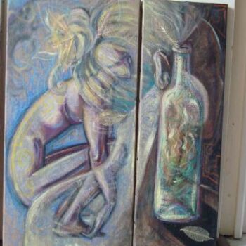 Painting titled "Absynthe" by Isabelle Leroux, Original Artwork, Oil