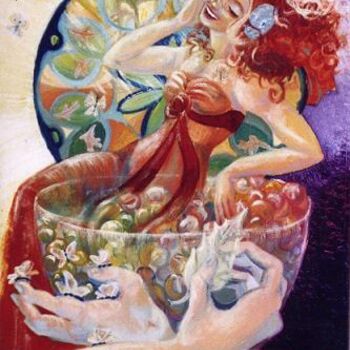 Painting titled "Gestes magiques" by Isabelle Leroux, Original Artwork, Oil