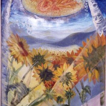 Painting titled "Tournesols" by Isabelle Leroux, Original Artwork, Oil