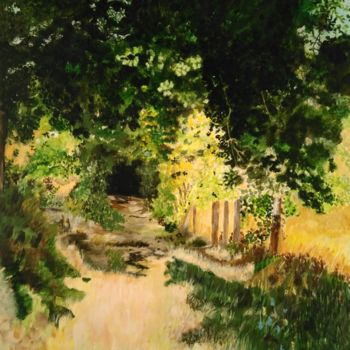 Painting titled "Le chemin des prune…" by Isabelle Lucas, Original Artwork, Oil