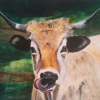 Peinture intitulée "Une vache dans la c…" par Isabelle Lucas, Œuvre d'art originale, Huile