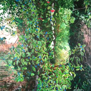 Pintura titulada "Le prunellier" por Isabelle Lucas, Obra de arte original, Oleo