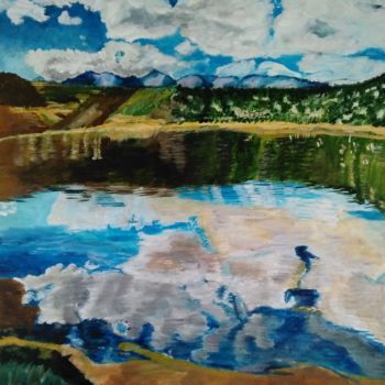 Peinture intitulée "Reflets sur le lac" par Isabelle Lucas, Œuvre d'art originale, Huile