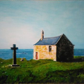 Peinture intitulée "la chapelle bretonne" par Isabelle Lucas, Œuvre d'art originale, Huile