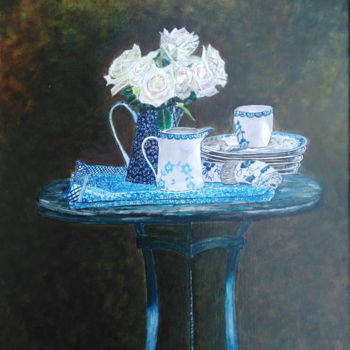 Painting titled "Le petit déjeuner" by Isabelle Lucas, Original Artwork, Oil