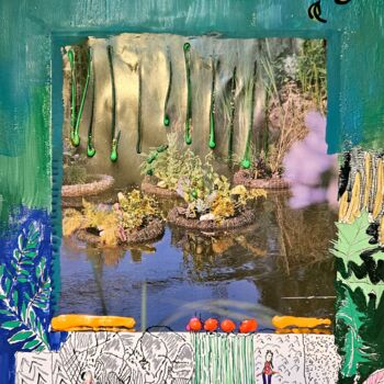 Painting titled "Série jardins "Jard…" by Isabelle Mahaut, Original Artwork, Collages