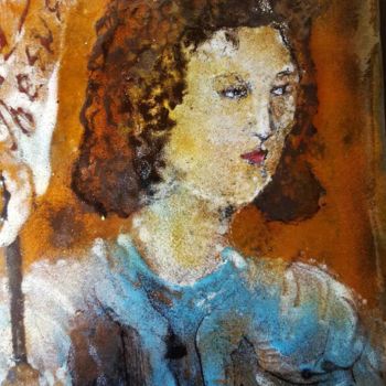 Pintura titulada "Jeanne - Pièce uniq…" por Isabelle Mathis, Obra de arte original, Esmalte Montado en Panel de madera