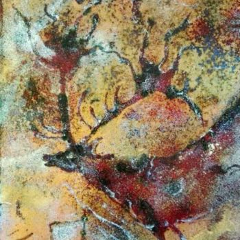 Картина под названием "Cervidaé - Emaux d'…" - Isabelle Mathis, Подлинное произведение искусства, Эмаль Установлен на Деревя…