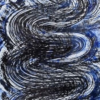 Peinture intitulée "Le chemin bleu" par Isabelle Mathis, Œuvre d'art originale, Émail