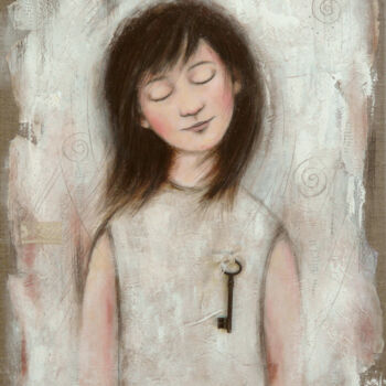 Картина под названием "La clé des songes" - Isabelle Milloz, Подлинное произведение искусства, Акрил Установлен на Деревянна…