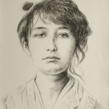 Drawing titled "Portrait original d…" by Isabelle Milloz, Original Artwork, Charcoal