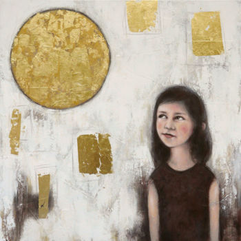 Malerei mit dem Titel "La petite fille de…" von Isabelle Milloz, Original-Kunstwerk, Acryl Auf Keilrahmen aus Holz montiert