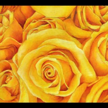 Peinture intitulée "Roses jaunes" par Isabelle Frot, Œuvre d'art originale, Huile