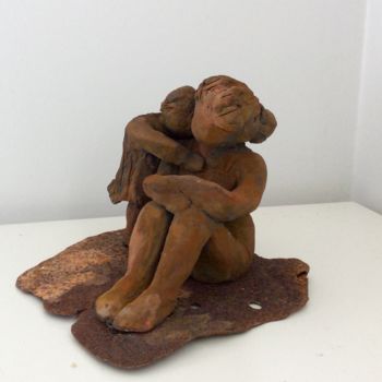 Sculpture intitulée "maternité rouille" par Isabelle Nativelle, Œuvre d'art originale, Terre cuite