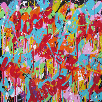 Malerei mit dem Titel "Colorful Love" von Isabelle Pelletane, Original-Kunstwerk, Acryl Auf Keilrahmen aus Holz montiert