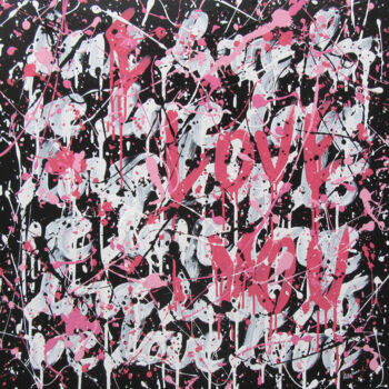 Painting titled "Pink Love" by Isabelle Pelletane, Original Artwork, Acrylic Mounted on Wood Stretcher frame