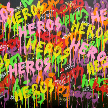 Malarstwo zatytułowany „Heros” autorstwa Isabelle Pelletane, Oryginalna praca, Akryl Zamontowany na Drewniana rama noszy