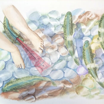 Painting titled "Aquarelle originale…" by Isabelle Redonnet, Original Artwork, Watercolor