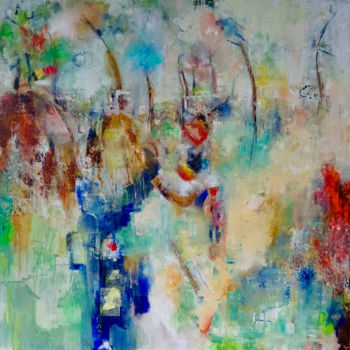 Картина под названием "les 20 km de bruxel…" - Isabelle Reygaerts, Подлинное произведение искусства, Масло