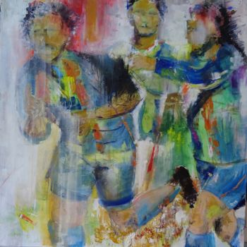Painting titled "foot, toujours du f…" by Isabelle Reygaerts, Original Artwork, Oil