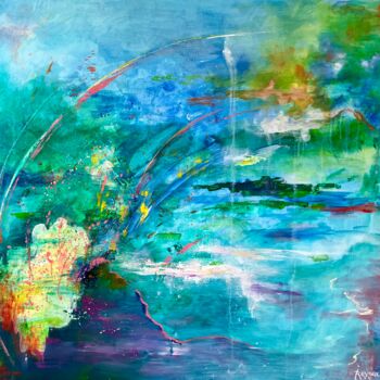 ""Paysage bleu"" başlıklı Tablo Isabelle Reygaerts tarafından, Orijinal sanat, Petrol