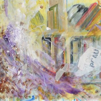 Painting titled "tornade dans la bib…" by Isabelle Reygaerts, Original Artwork, Acrylic