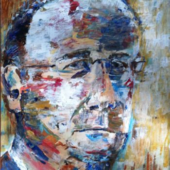 Ζωγραφική με τίτλο "François Hollande" από Isabelle Reygaerts, Αυθεντικά έργα τέχνης, Ακρυλικό