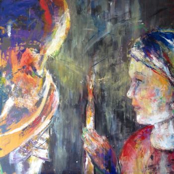 Painting titled "le père et le fils" by Isabelle Reygaerts, Original Artwork, Acrylic