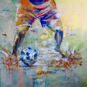 Painting titled "fou d'foot" by Isabelle Reygaerts, Original Artwork, Acrylic