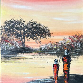 Peinture intitulée "Paysage africain" par Isabelle Romand, Œuvre d'art originale, Huile