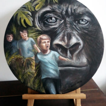 Pittura intitolato "Composition Gorille…" da Isabelle Roye, Opera d'arte originale, Olio