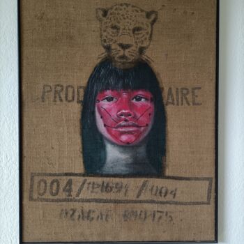 Painting titled "Peau rouge" by Isabelle Roye, Original Artwork, Oil Mounted on Wood Panel