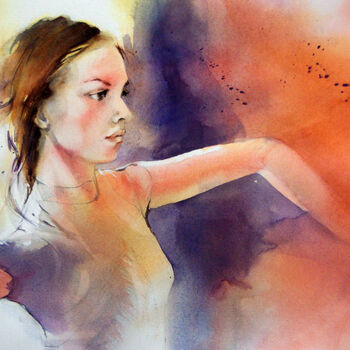 「Danse et mouvement 3」というタイトルの絵画 Isabelle Seruch Capouillezによって, オリジナルのアートワーク, 水彩画