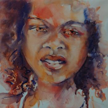 Painting titled "METISSE" by Isabelle Seruch Capouillez, Original Artwork, Watercolor