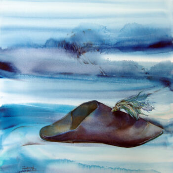 Schilderij getiteld "Bleu" door Isabelle Seruch Capouillez, Origineel Kunstwerk, Aquarel