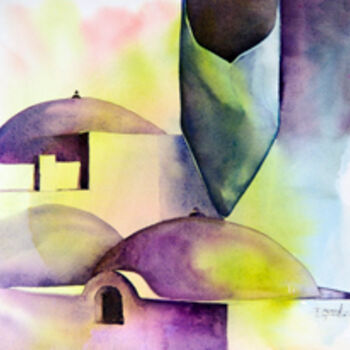 Painting titled "Babouche Face" by Isabelle Seruch Capouillez, Original Artwork, Watercolor