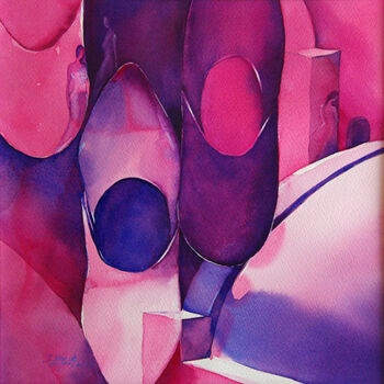 Malerei mit dem Titel "Bubble babouche" von Isabelle Seruch Capouillez, Original-Kunstwerk, Aquarell