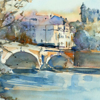 Painting titled "N°3 Toulouse Garonn…" by Isabelle Seruch Capouillez, Original Artwork, Watercolor