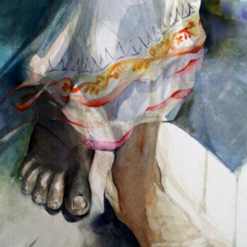 Schilderij getiteld "Ancrage n°1" door Isabelle Seruch Capouillez, Origineel Kunstwerk, Aquarel