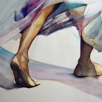 Painting titled "Ancrage N°3" by Isabelle Seruch Capouillez, Original Artwork, Watercolor