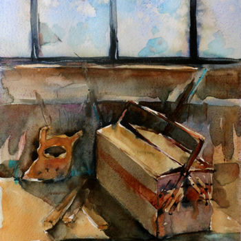 Painting titled "Atelier JC" by Isabelle Seruch Capouillez, Original Artwork, Watercolor